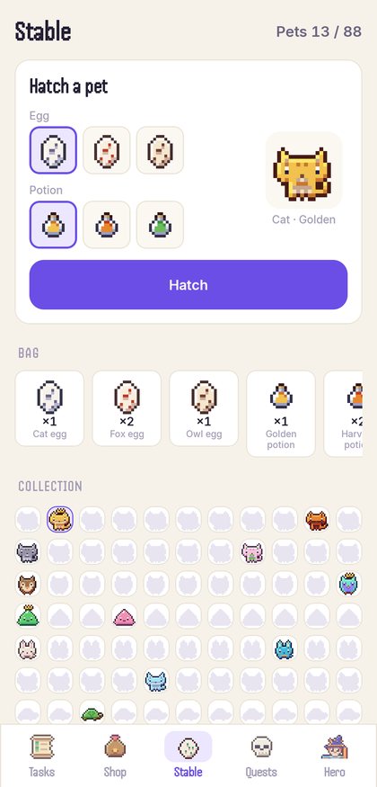Stable. Egg plus potion: see who hatches.