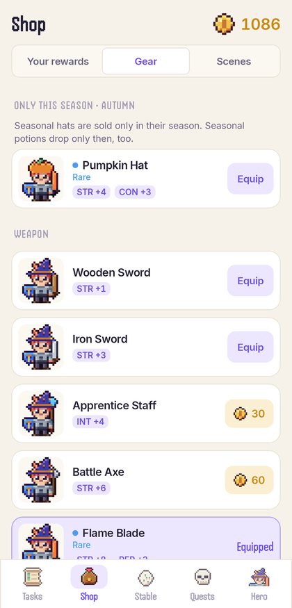 Shop. Seasonal hats and gear you try on.